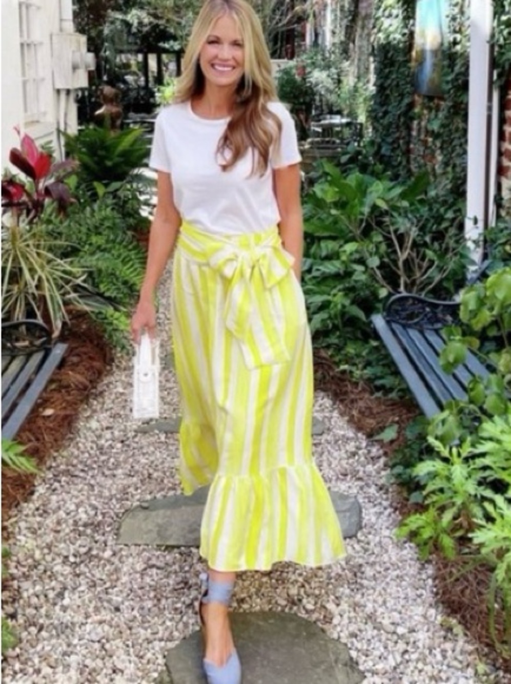 Tuckernuck x Cameran Eubanks Wimberly. Yellow Cabana Stripe Hampton Wrap skirt M